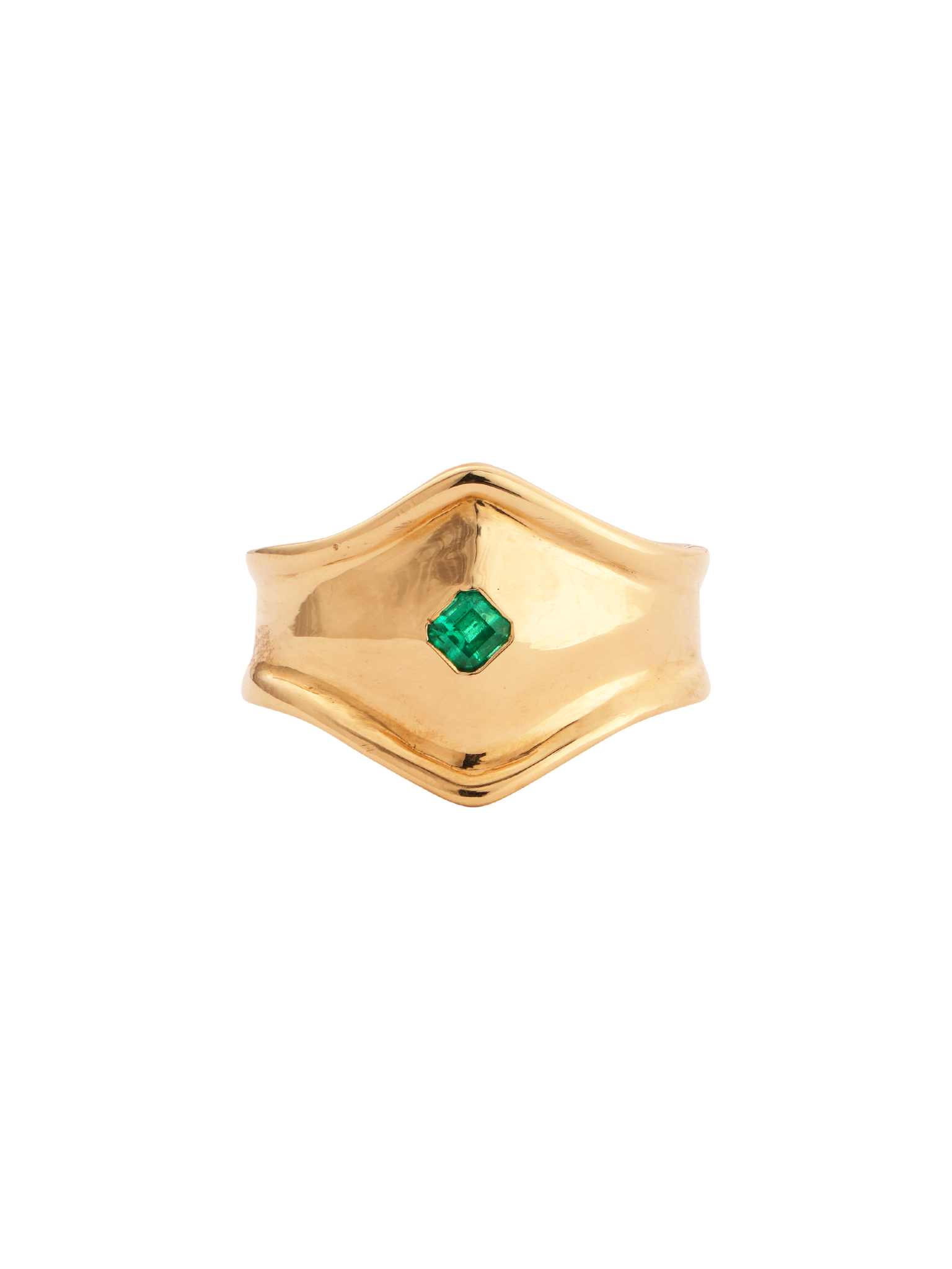 18k rhombus signet with tiny emerald